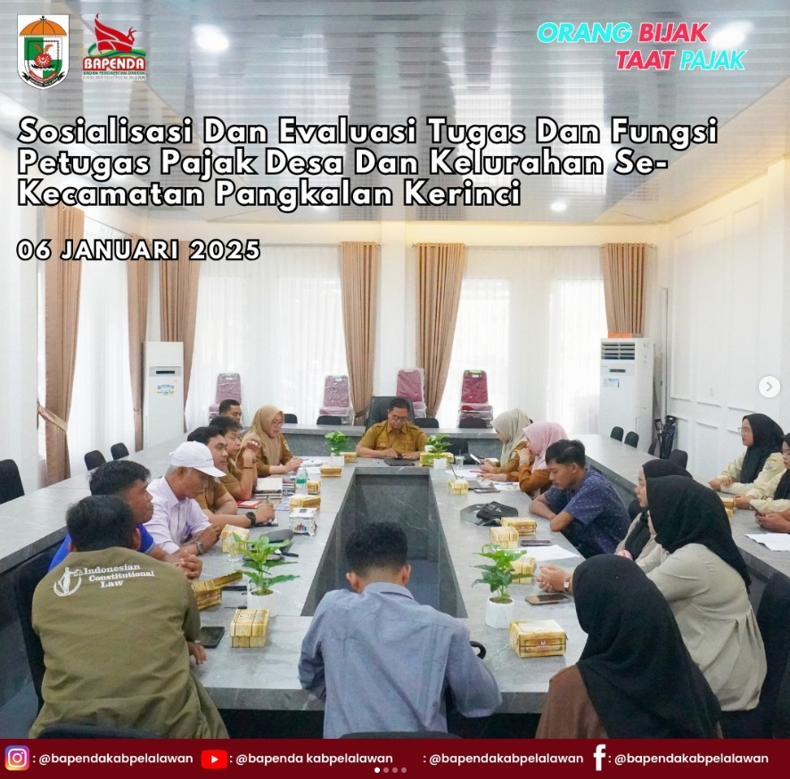 You are currently viewing Sosialisasi dan Evaluasi Tugas dan Fungsi Petugas Pajak Desa dan Kelurahan Se-Kecamatan Pangkalan Kerinci